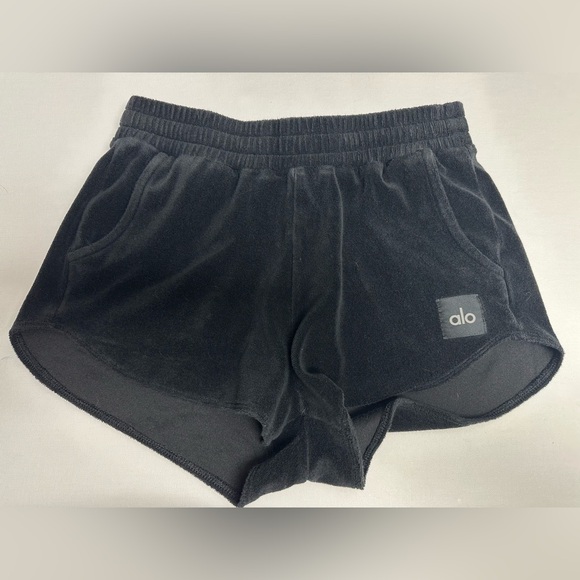 ALO Yoga Pants - ALO Yoga Women's Terrycloth Black Athletic Shorts